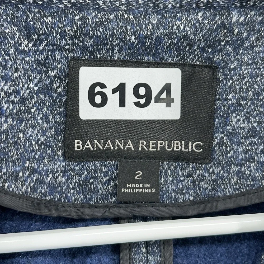 Banana‎ Republic Blazer Jacket Women Size 2 Blue Wool Blend Casual